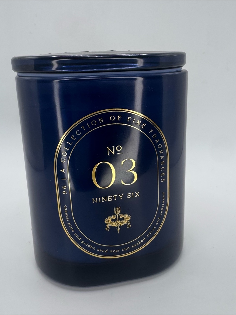 Ninety six luxury Navy Jar Candle with Gold Foil Accent